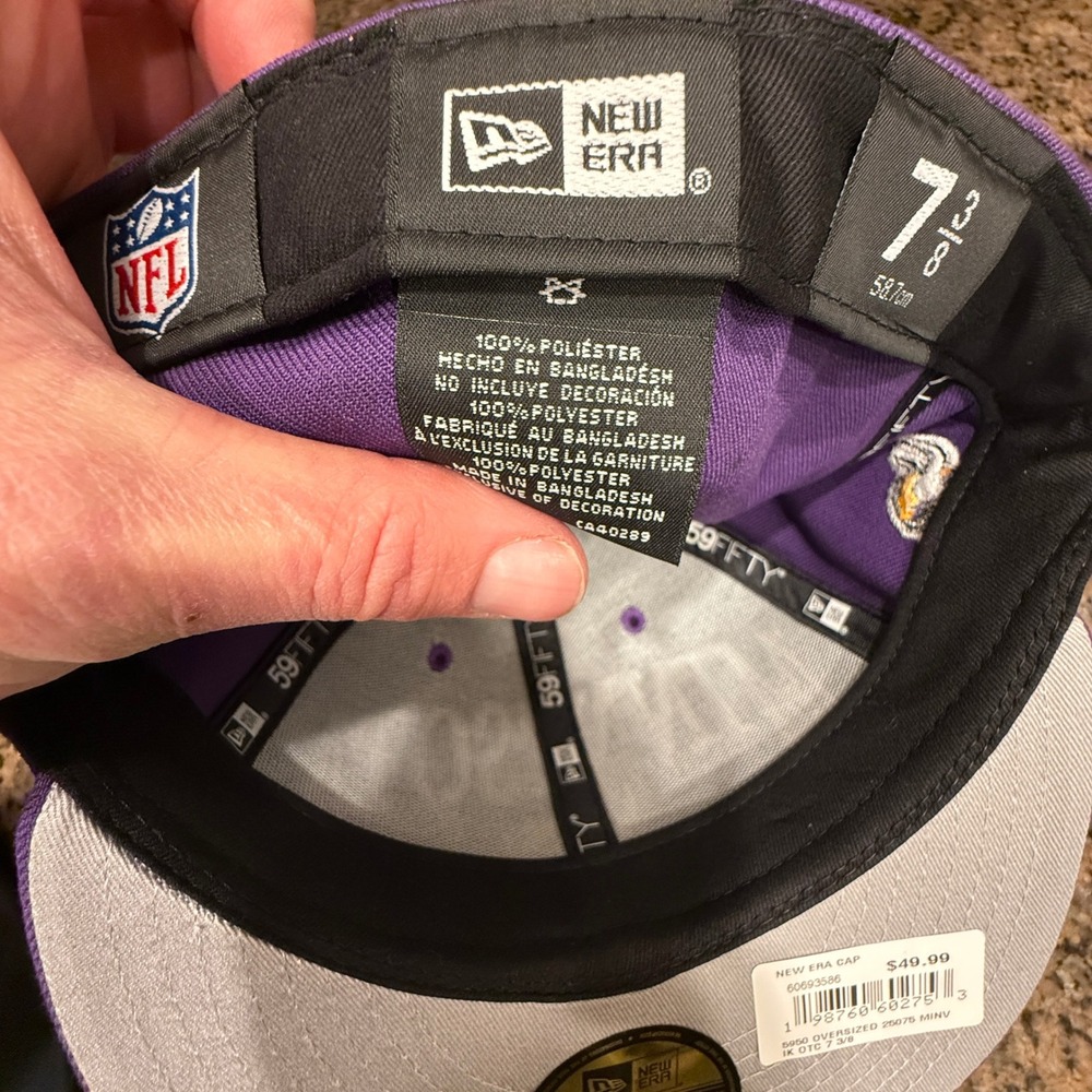 Minnesota Vikings New Era 59FIFTY Fitted Hat Cap 7 3/8 Purple NFL New - Picture 8 of 10
